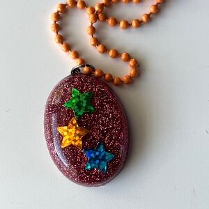 Glitter Star Pendant Resin Necklace